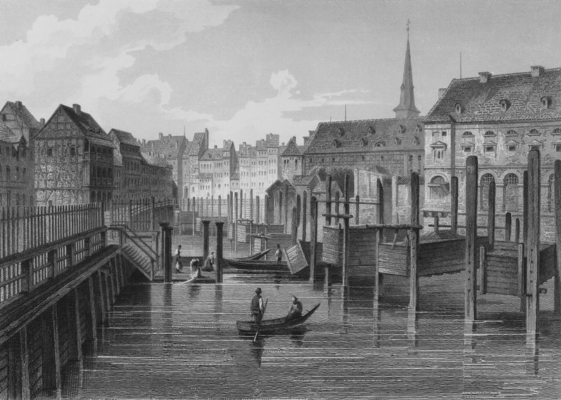 Ved Fischerbruecke, Berlin (stålgravering) av German School