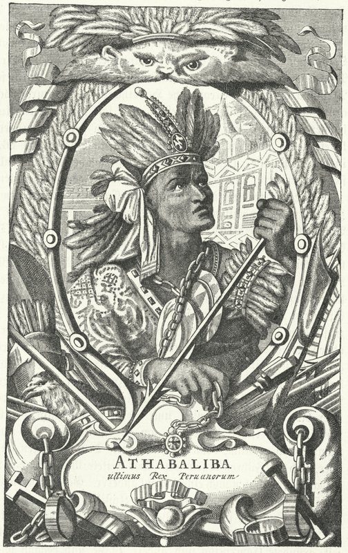 Atahualpa, inkakeiser (gravering) av German School