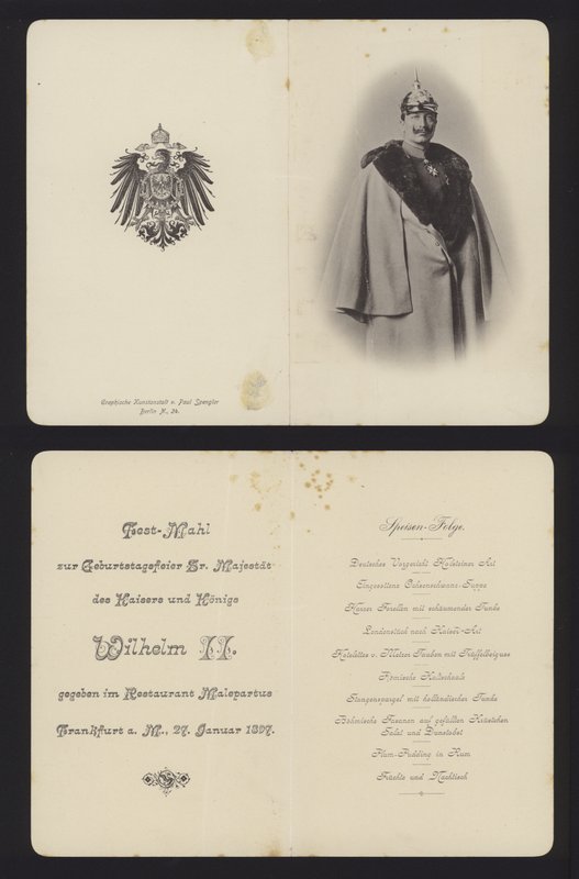 Bankett til ære for bursdagen til Kaiser Wilhelm II av Tyskland, Frankfurt, 27. januar 1897 (litho) av German School