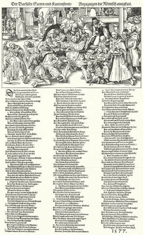 Barfotsekter og striden om munkens vane (gravering) av German School