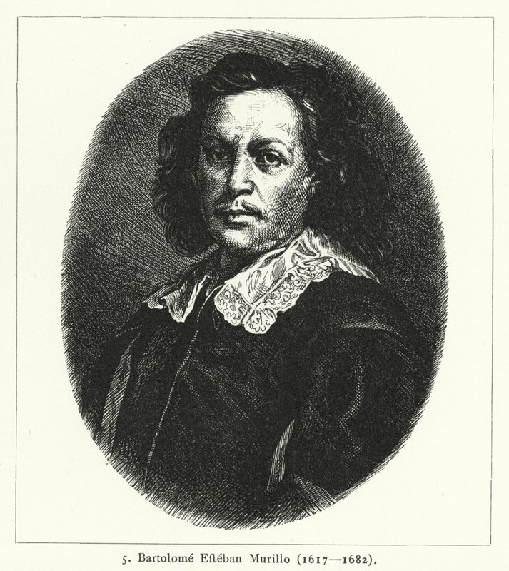 Bartolome Esteban Murillo , spansk barokkmaler (gravering) av German School