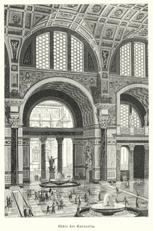 Baths of Caracalla, Roma (gravering) av German School
