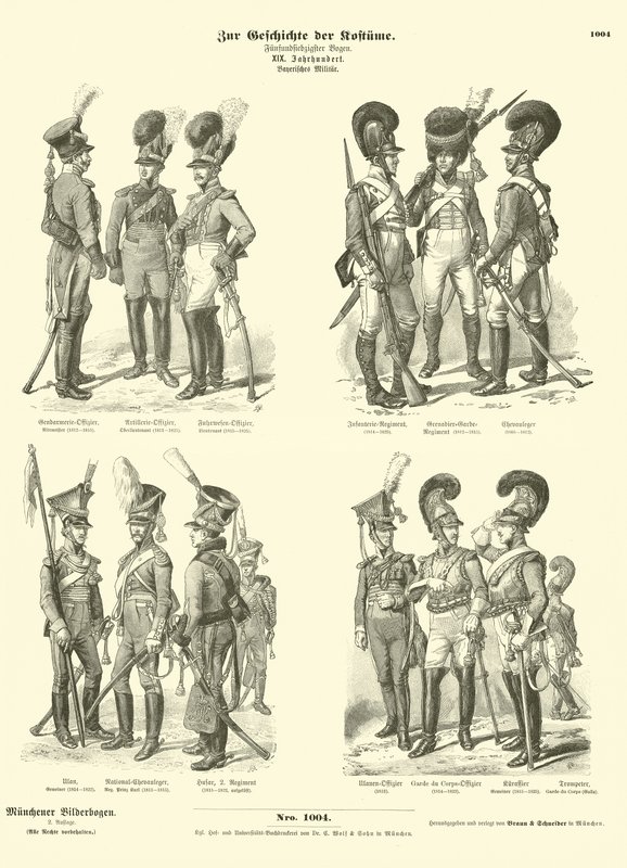 Bayerske militæruniformer, tidlig på 1800-tallet av German School