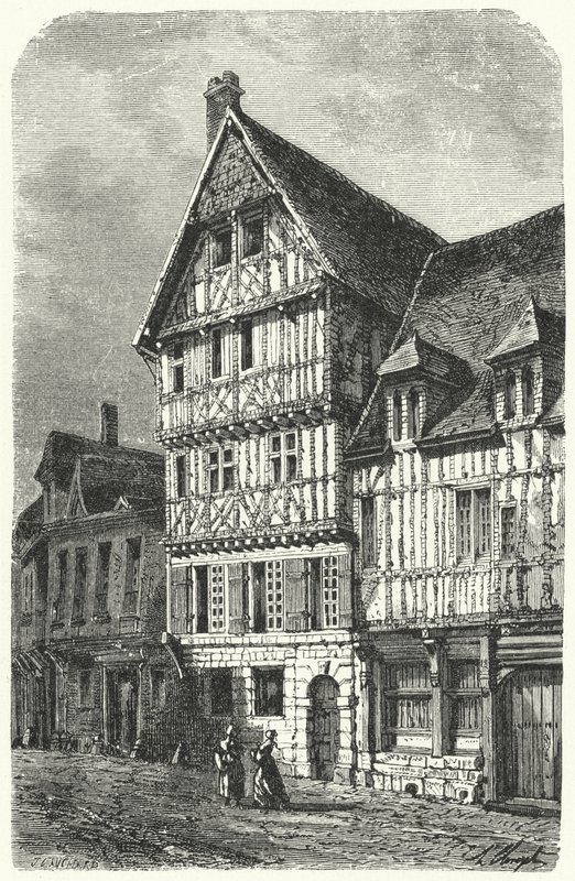 Fødested i Rouen til den franske dramatikeren Pierre Corneille (gravering) av German School