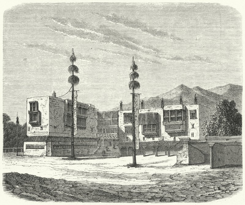 Buddhist monastery in Tibet (engraving) av German School