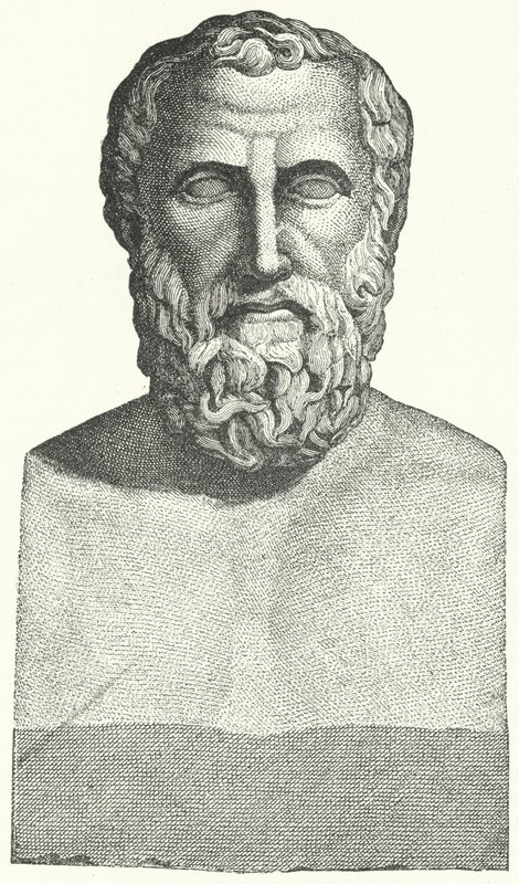 Byste av den antikke greske poeten Archilochus (gravering) av German School