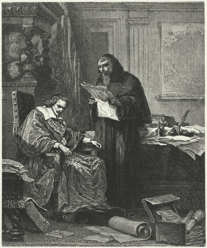 Kardinal Richelieu og hans fortrolige og agent Pere Joseph (gravering) av German School