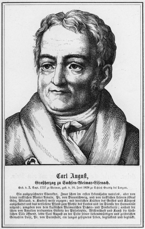 Carl August, storhertug av Sachsen-Weimar-Eisenach (gravering) av German School