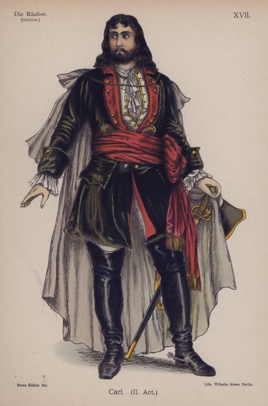 Carl, fra Die Rauber (Røverne) av Friedrich Schiller (farge litho) av German School