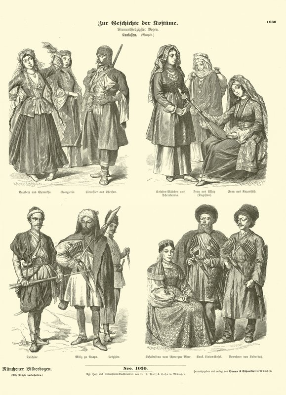 Kaukasiske kostymer, 1800-tallet av German School