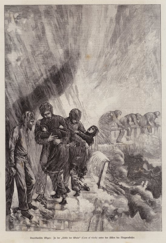 Cave of the Winds, under Niagara Falls, New York, USA (gravering) av German School