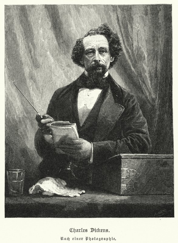 Charles Dickens , engelsk forfatter (litho) av German School