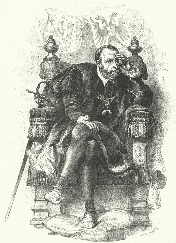 Charles V, den hellige romerske keiseren (gravering) av German School