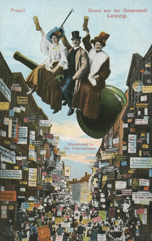 Jubel! Hilsen fra Gosenstadt, Leipzig, Tyskland (farge litho) av German School