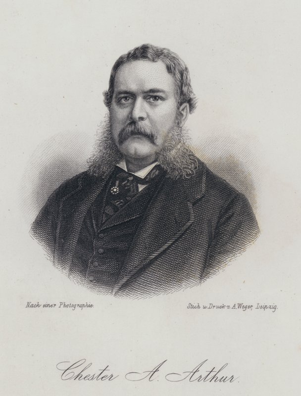 Chester A Arthur , amerikansk politiker og 21. president i USA (gravering) av German School