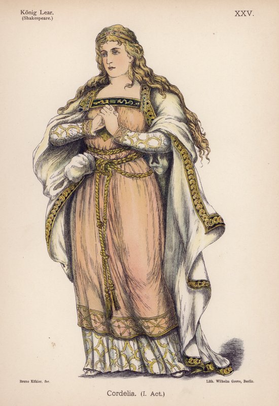 Cordelia, fra Shakespeares King Lear (farge litho) av German School