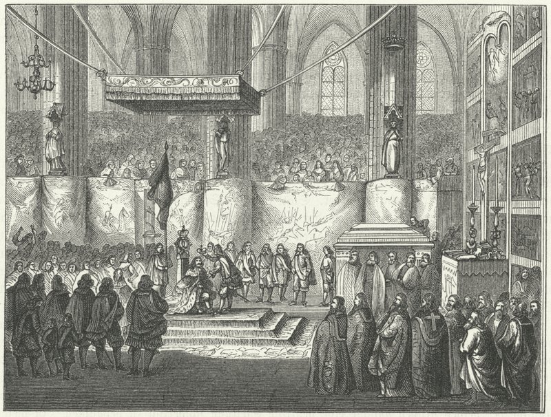 Kroningen av Karl X Gustav av Sverige i Uppsala katedral av German School