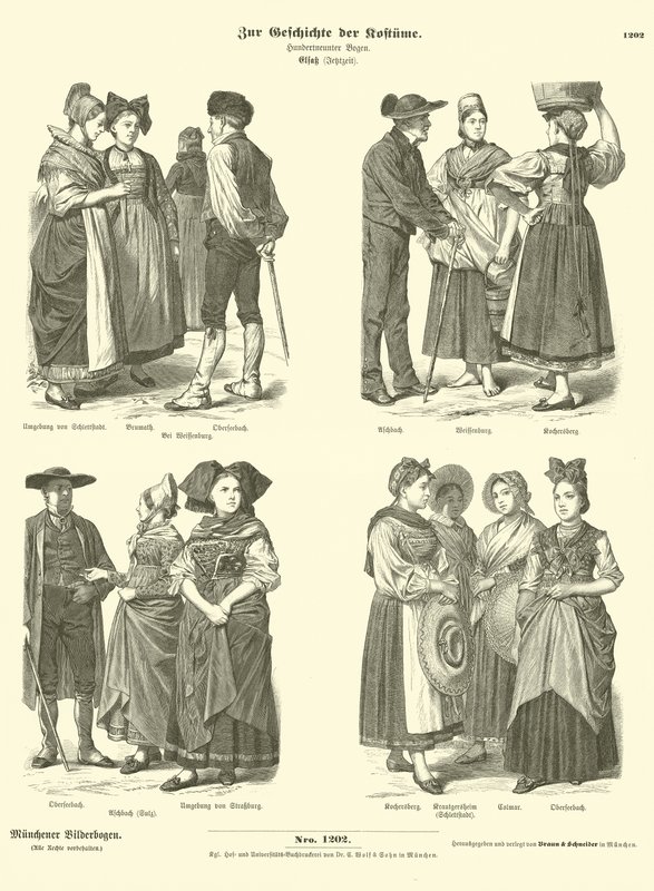 Kostymer fra Alsace, 1800-tallet av German School
