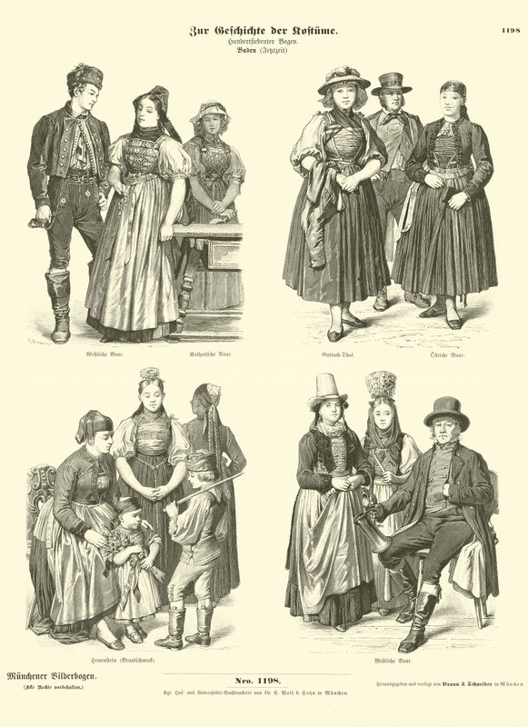 Kostymer fra Baden, Tyskland, 1800-tallet av German School