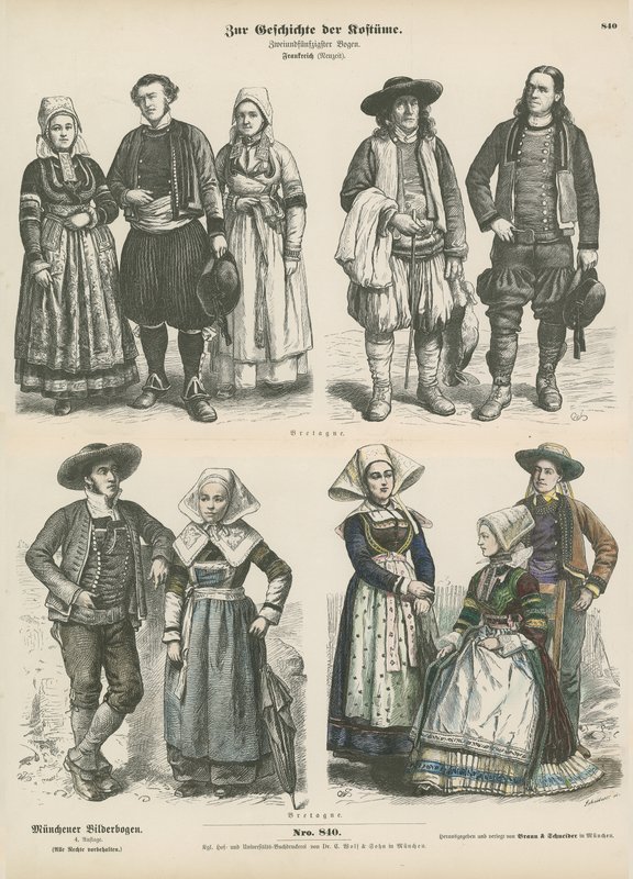 Kostymer fra Bretagne, sent på 1800-tallet av German School