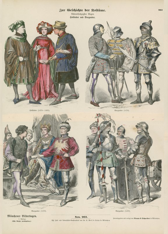 Kostymer fra Burgund og Holland, 1400-tallet av German School