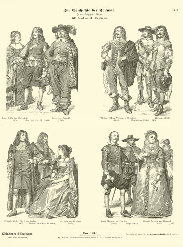 Kostymer av engelsk adel, 1600-tallet av German School
