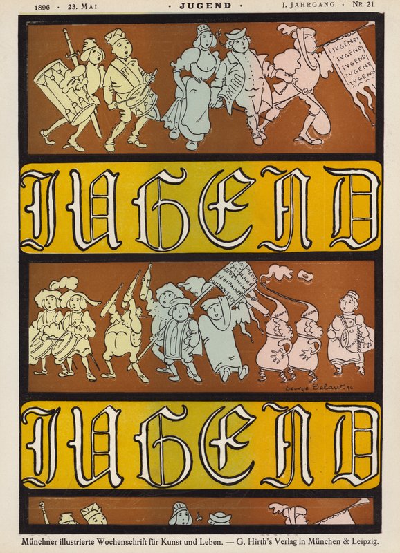 Omslagsillustrasjon for magasinet Jugend, 1896 av German School
