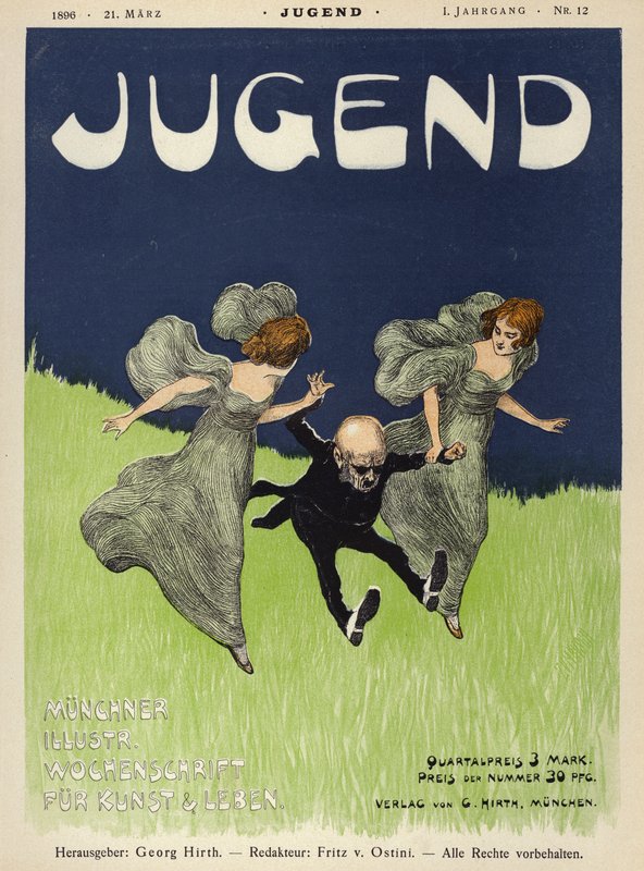 Omslagsillustrasjon for magasinet Jugend, 1896 av German School