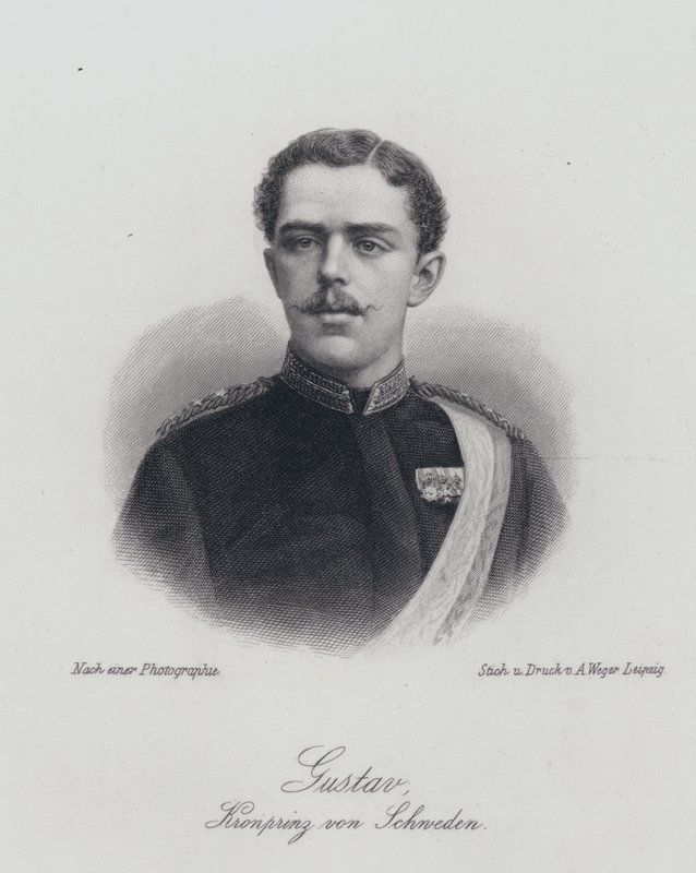 Kronprins Gustaf av Sverige, den fremtidige kong Gustaf V (gravering) av German School