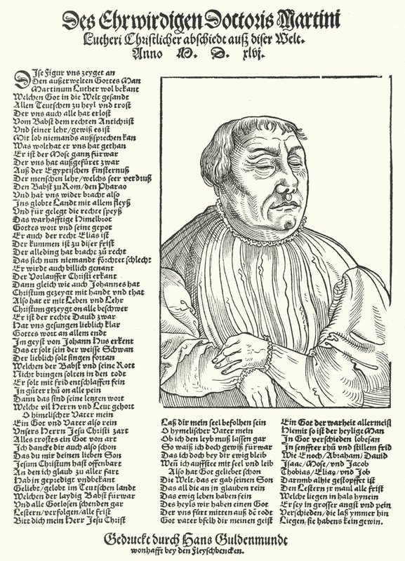 Død av den tyske protestantiske reformatoren Martin Luther (gravering) av German School