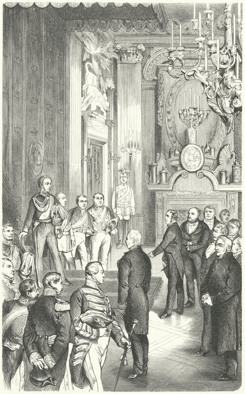 Deputasjon fra Frankfurt-parlamentet som tilbyr kong Frederick William IV kronen av Tyskland, 1849 av German School