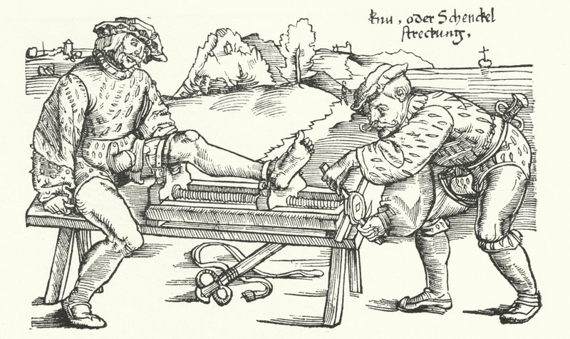 Enhet for å rette ut et såret ben (gravering) av German School