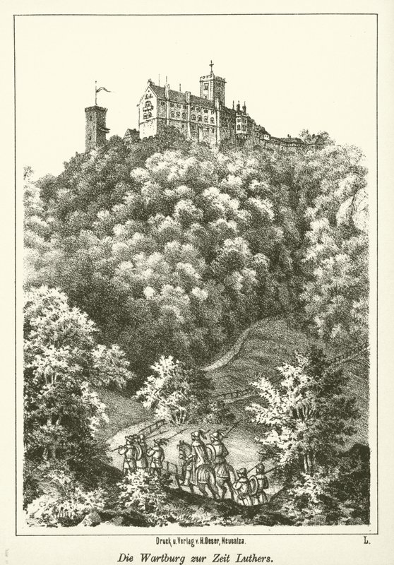 Wartburg på Luthers tid (gravering) av German School