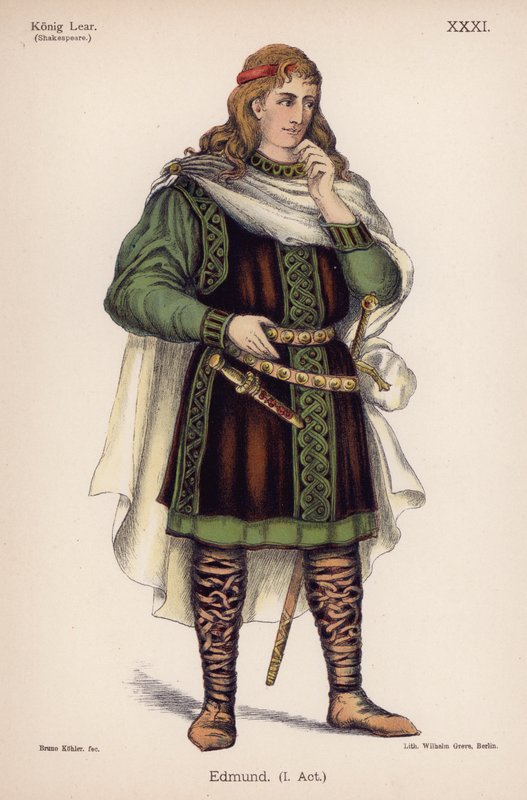 Edmund, fra Shakespeares King Lear (farge litho) av German School