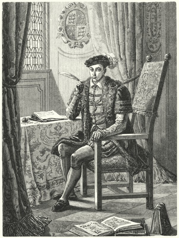 Edward VI, konge av England (gravering) av German School