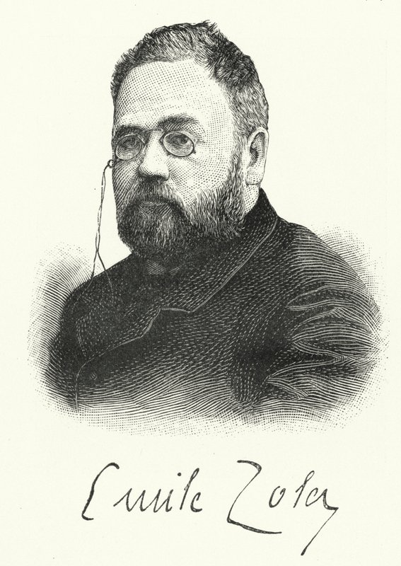 Emile Zola , fransk romanforfatter og dramatiker (litho) av German School