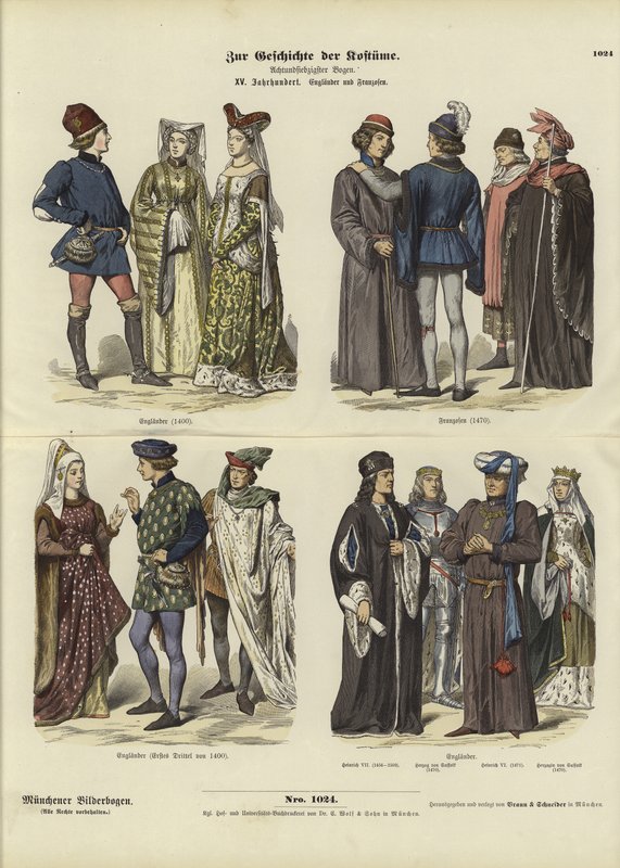 Engelske og franske kostymer, 1400-tallet av German School