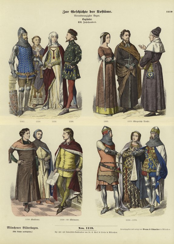 Engelske kostymer, 1300-tallet av German School