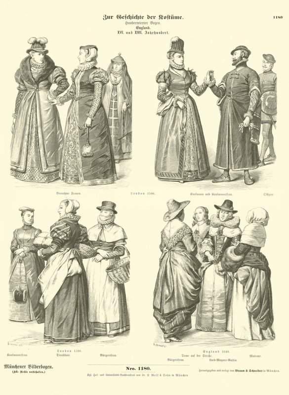 Engelske kostymer, 1500- og 1600-tallet av German School