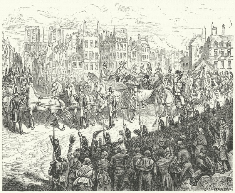 Kong Ludvig XVIIIs inntreden i Paris, 1814 av German School