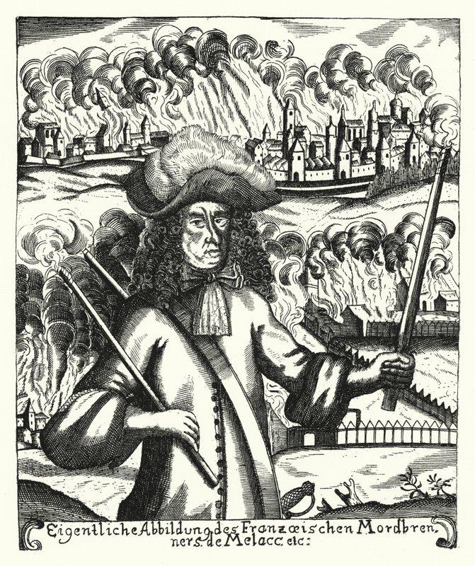 Ezechiel du Mas, Comte de Melac , fransk soldat (gravering) av German School
