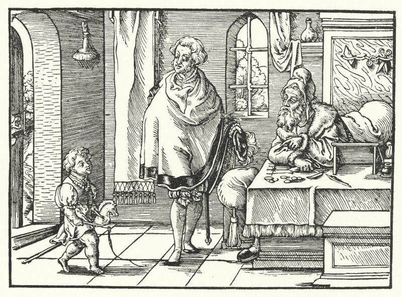 Familiescene (gravering) av German School