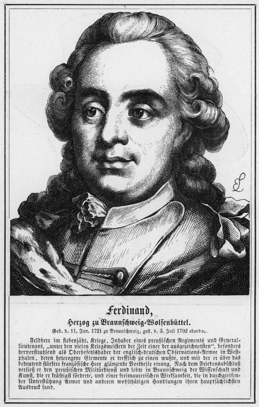 Ferdinand, hertug av Brunswick-Wolfenbuttel (gravering) av German School