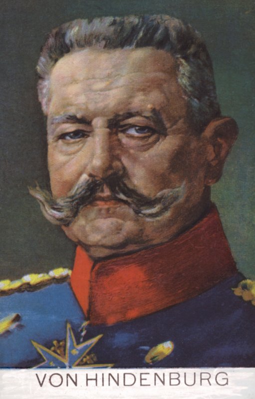 Feltmarskalk Paul von Hindenburg, kommandør for den tyske hæren i første verdenskrig (fargelitografi) av German School