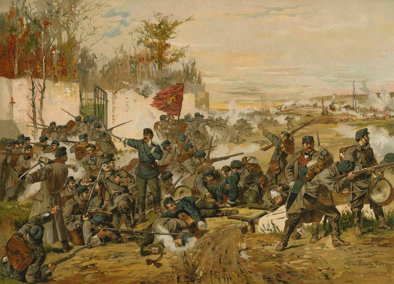 Første slaget ved Villiers-Champigny, fransk-prøyssisk krig, 30. november 1870 av German School