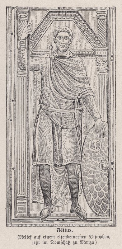 Flavius Aetius, romersk general (gravering) av German School