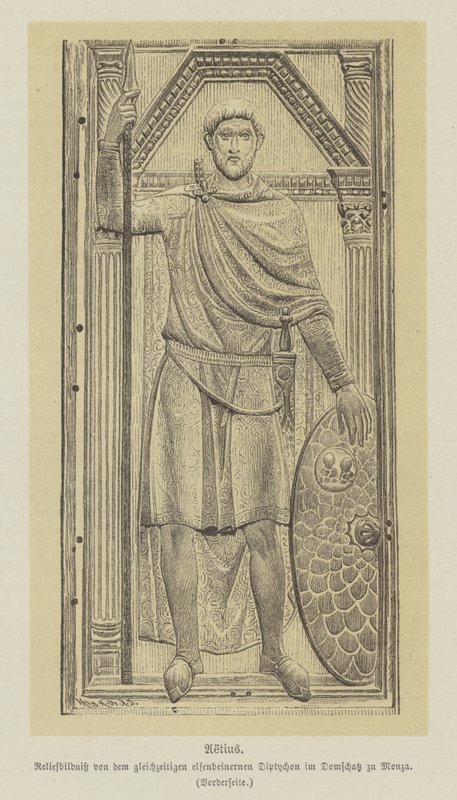Flavius ​​​​Aetius, romersk general (gravering) av German School