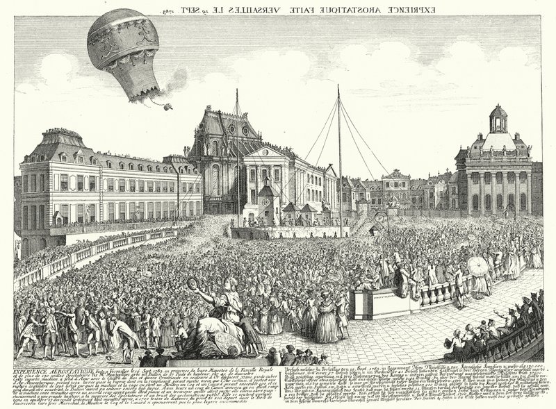 Fly av Montgolfier-brødrenes ballong i Versailles av German School