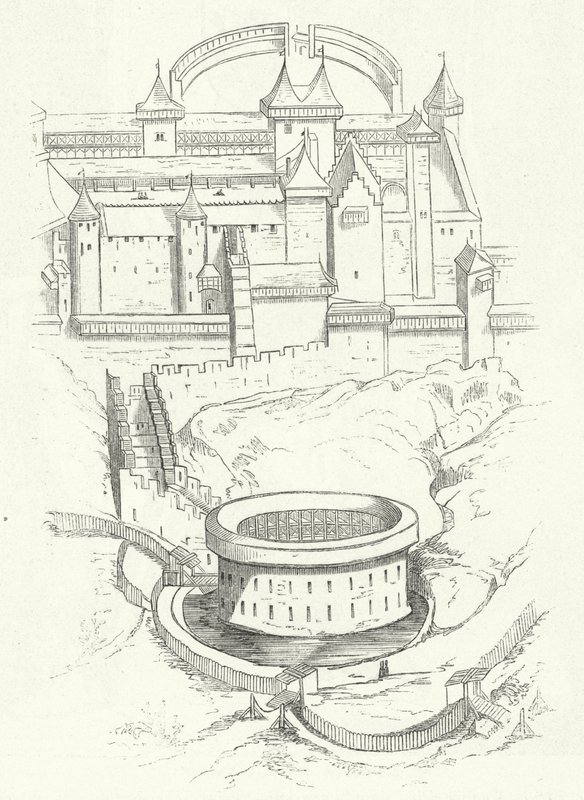 Festningsverk av Carcassonne, Frankrike (gravering) av German School