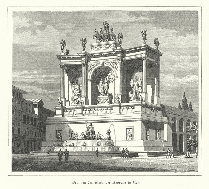 Fontenen til Alexander Severus, det gamle Roma (gravering) av German School